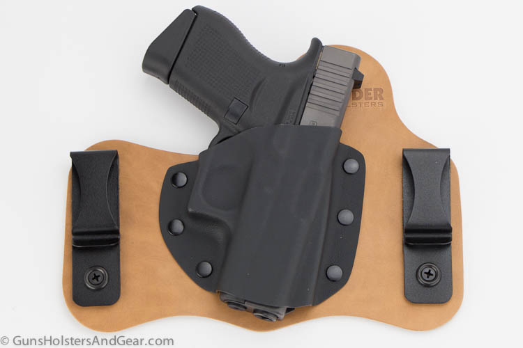 In this image we see a Vedder Holsters rig that was tested with the Glock 43. Vedder makes CCW holsters similar to those made by CrossBreed Holsters.