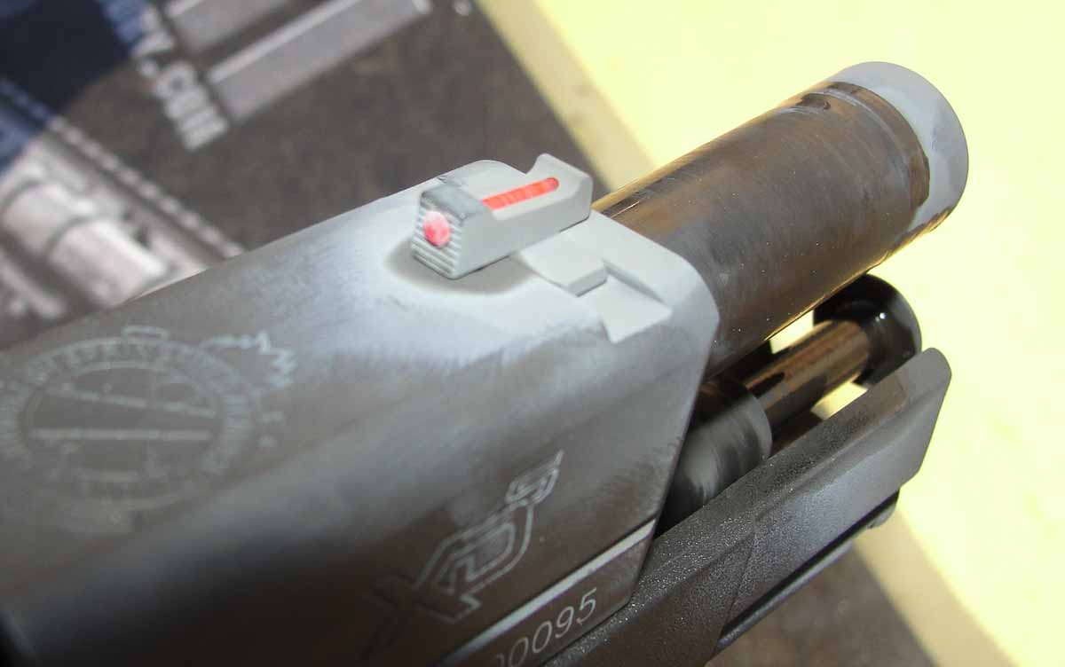 front fiber optic sight on the XD-S 45 we reviewed