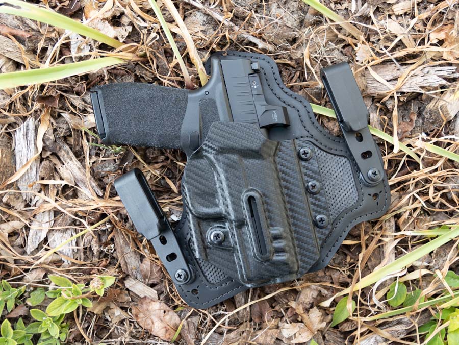 hellcat pro in a black hrch holster